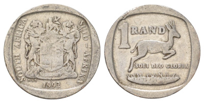 ЮАР 1 ранд 1992 KM 138 медь плакированная никелем 4627-236