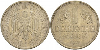 ФРГ 1 МАРКА 1971 J KM 110 J 385 медно-никель 3996-726