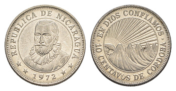 Никарагуа 10 сентаво 1972 KM 17.2a сталь плакированная никелем UNC 4640-1022