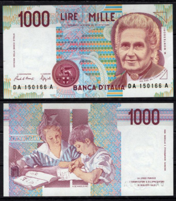 Италия 1000 лир 1990 Pick 114 a бумага UNC (пресс) 2195-19-1-2