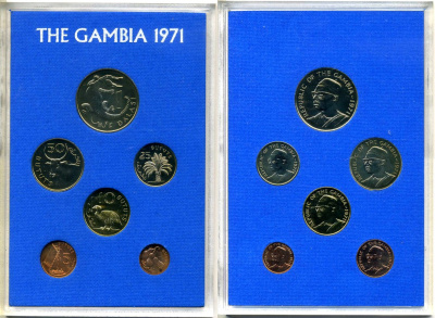 Гамбия набор из 6 монет 1971 в пластике KM PS 3 (KM 8-13) PROOF 4-4-1-2