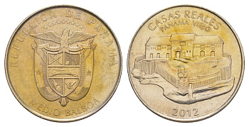 Панама 1/2 бальбоа (50 сентесимо) 2012 Панама-Вьехо - Королевский дом KM 143 медь плакированная медно-никелем UNC 4645-223