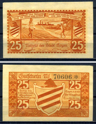 Хойм (Анхальт) 25 пфеннигов 1921 бумага aUNC 7556-21-2-1