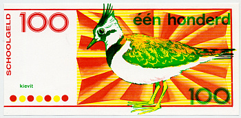 НИДЕРЛАНДЫ 100 ГУЛЬДЕНОВ ND ШКОЛЬНЫЕ ДЕНЬГИ, ПТИЧКА КИВИ, односторонний бумага UNC (ПРЕСС) 6317-12-2