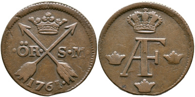 ШВЕЦИЯ 1 ЭРЕ 1761 S.M. KM 416.2 медь 51-4515