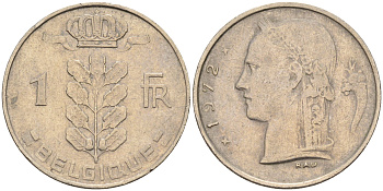 Бельгия 1 франк 1972 Belgique, Бодуэн I (1951-1993) KM 142.1 медно-никель 4592-524