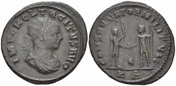 Римская Империя аврелианиан 275 Тацит CONSERVATOR MILITVM Кизик Very fine LV 2405 бронза 1073-16-93