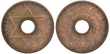 Британская Западная Африка 1/2 пенни 1952 H, Георг VI KM 27a бронза 25-1323