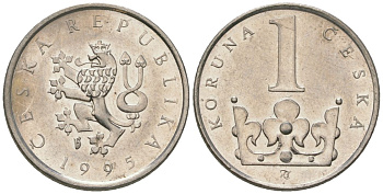 Чехия 1 крона 1995 b’ KM 7 сталь плакированная никелем aUNC 4528-1214