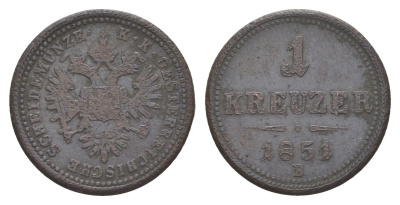 Австрия 1 крейцер 1851 B, Франц Иосиф I (1848-1916) KM 2185 медь 4606-1117