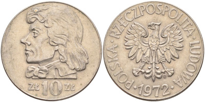 Польша 10 злотых 1972 Тадеуш Костюшко Y 50a медно-никель 4517-745