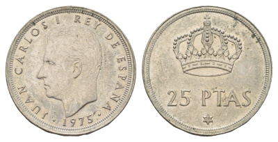 Испания 25 песет 1975 (80) Хуан Карлос I (1975-2014) KM 808 медно-никель 4673-1015
