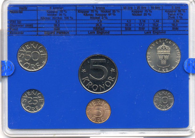 Швеция набор монетного двора из 6 монет 1979 в пластике Карл XVI Густав (1973- ) KM MS11 UNC 4-3-6-98