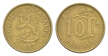 Финляндия 10 пенни 1977 KM 46 алюминиевая бронза 4647-337