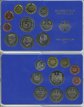 ФРГ НАБОР ИЗ 9 МОНЕТ 1980 J ОФИЦИАЛЬНЫЙ НАБОР В ПЛАСТИКЕ PROOF 00-00