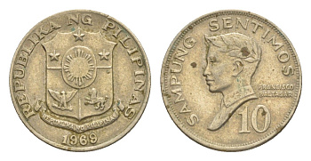 Филиппины 10 сентаво 1969 KM 198 медно-никель 4636-335