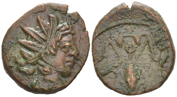 Римская Империя, императоры в Галлии антониниан 273 - 274 Тетрик II, локальная чеканка в Галлии RIC биллон 1073-24-72