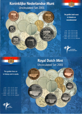 Нидерланды официальный набор из 6 монет (5, 10 и 25 центов; 1, 2 1/2 и 5 гульденов) 2000 KM SS89a (202, 203, 204, 205, 206 и 210) PROOF 4-3-4-06