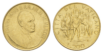 Ватикан 200 лир 1989 KM 217 алюминиевая бронза UNC 4633-1234