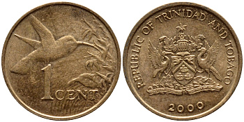Тринидад и Тобаго 1 цент 2000 колибри KM 29 бронза 4396-1027