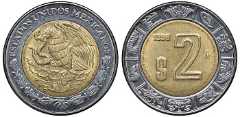 Мексика 2 песо 1998 Мо KM 604 биметалл UNC 4591-552