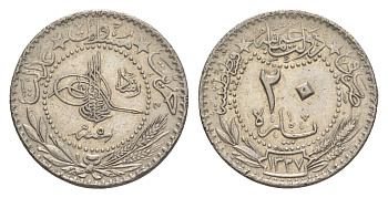 Турция 20 пара 1909 (1913) AH 1327 (5), Османская Империя KM 761 медно-никель aUNC 4620-753