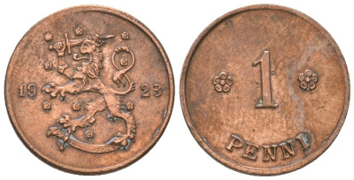 Финляндия 1 пенни 1923 KM 23 медь 4174-249