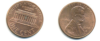 США 1 ЦЕНТ 2004 D ЛИНКОЛЬН KM 201b цинк плакированный медью 86-455