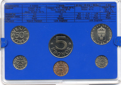 Швеция набор монетного двора из 6 монет 1979 в пластике Карл XVI Густав (1973- ) KM MS11 UNC 4-3-6-102