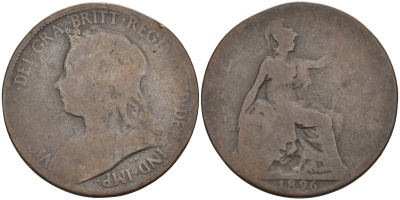 Великобритания 1/2 пенни 1896 Виктория (1837-1901) KM 789, Spink 3962 бронза 4126-733