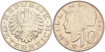 Австрия 10 шиллингов 1991 KM 2918 никель плакированный медно-никелем 4593-536
