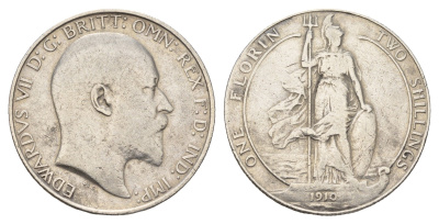Великобритания 2 шиллинга (флорин) 1910 Эдуард VII (1901-1910) KM 801, Spink 3981 серебро 443-1524