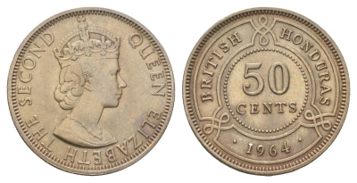 Британский Гондурас 50 центов 1964 KM 28 медно-никель UNC 4127-1442
