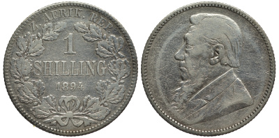 ЮАР 1 шиллинг 1894 ZAR, Крюгер KM 5 серебро 1528-824