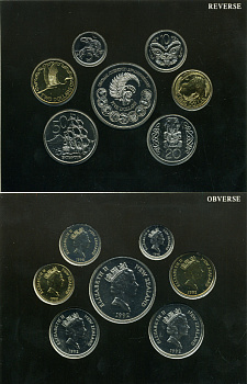 Новая Зеландия официальный набор из 7 монет 1992 25 лет десятичной системе, в оригинальном картонном буклете UNC 1-4-1-21