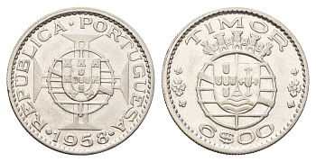 Португальский Тимор 6 эскудо 1958 год-тип KM 15 серебро 4671-812
