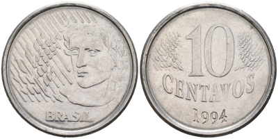 Бразилия 10 сентаво 1994 голова свободы KM 633 нержавеющая сталь 4178-416