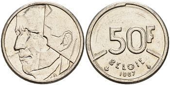 Бельгия 50 франков 1987 Belgie, Бодуэн I (1948-1993) KM 169 никель    4595-1036