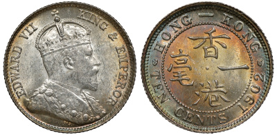 Гонконг 10 центов 1902 Эдуард VII (1901-1910) KM 13 серебро UNC 91-815
