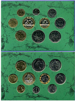 Франция официальный набор из 10 монет 1998 в оригинальном буклете KM MS14 UNC 00-00