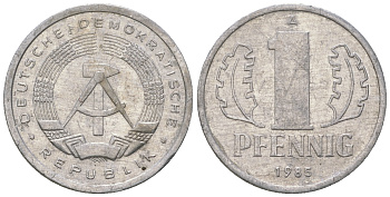 ГДР 1 пфенниг 1985 А KM 8.2 алюминий 4651-131
