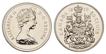 Канада 50 центов 1979 Елизавета II (1952-2022), герб KM 75.3 никель PROOF-LIKE (BU) 413-4623