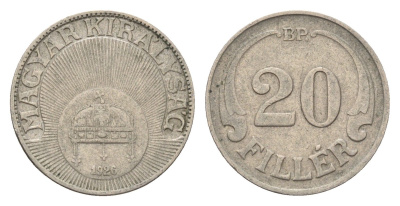 Венгрия 20 филлеров 1926 ВР KM 508 медно-никель 181-1152