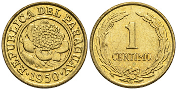 Парагвай 1 сентимо 1950  KM 20 алюминиевая бронза  aUNC  220-1035