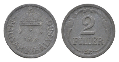 Венгрия 2 филлера 1943 BP KM 519 цинк 4664-865