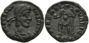 Римская Империя нуммий 356 - 361 Константин II SPES REIPVBLICE Сисция Good Very fine (степень редкости S) RIC 390 бронза 1073-9-117