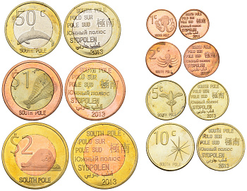 Южный Полюс набор из 8 монет 2013 UNC KOM1-10-20