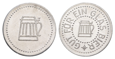 Германия жетон в 1 "стакан пива" ND диаметр 24 мм, вес 1,1 гр алюминий UNC 4638-847