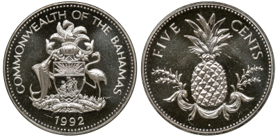 Багамские острова 5 центов 1992 KM 60 медно-никель 00-00