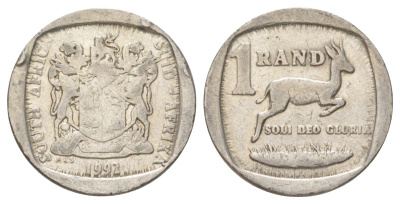 ЮАР 1 ранд 1992 KM 138 медь плакированная никелем 4627-247